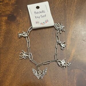 NWT Gothic style silver charm bracelet